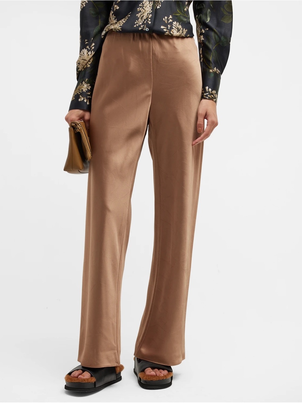 Vince Satin Bias Cut Pants in Oak
